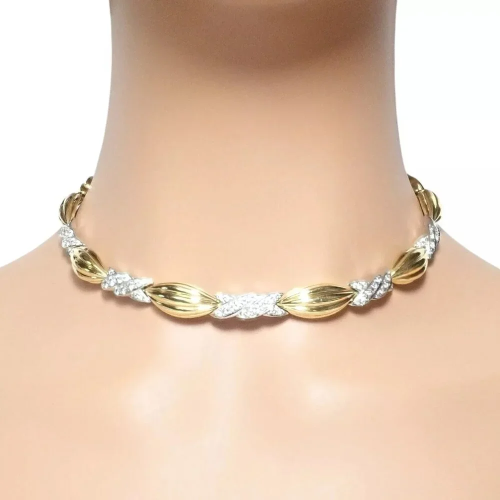 Authentic! Tiffany & Co 18k Yellow + White Gold 4ct Diamond Candy Necklace